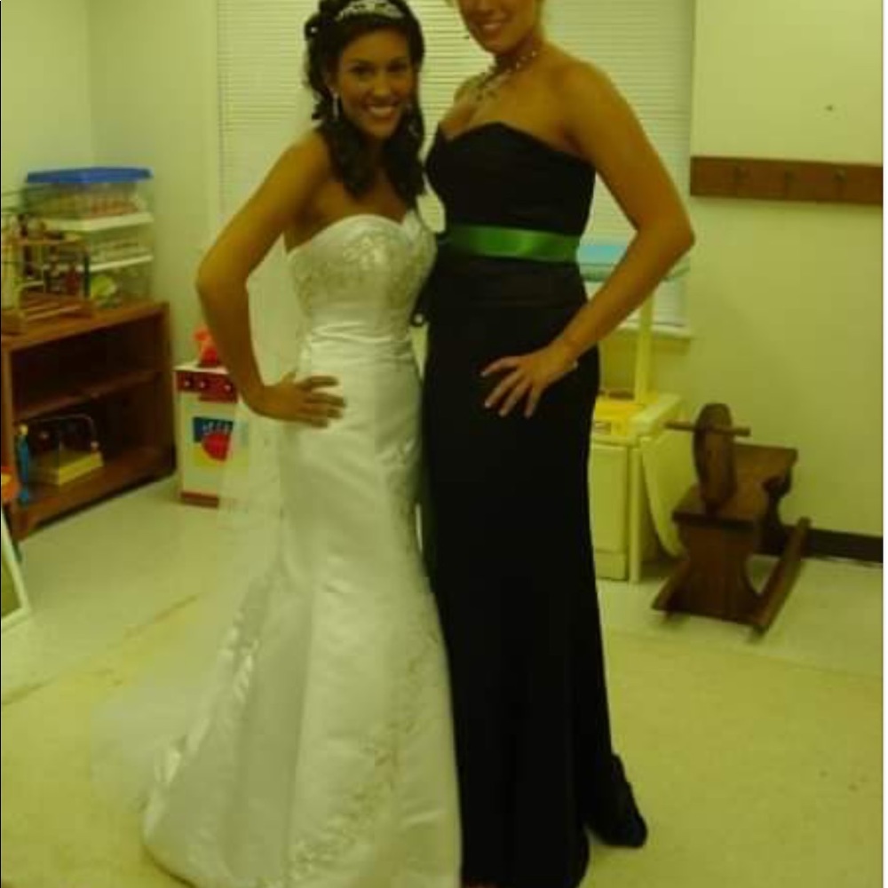 David’s Bridal 2 Piece Satin Gown Extra Long Skirt